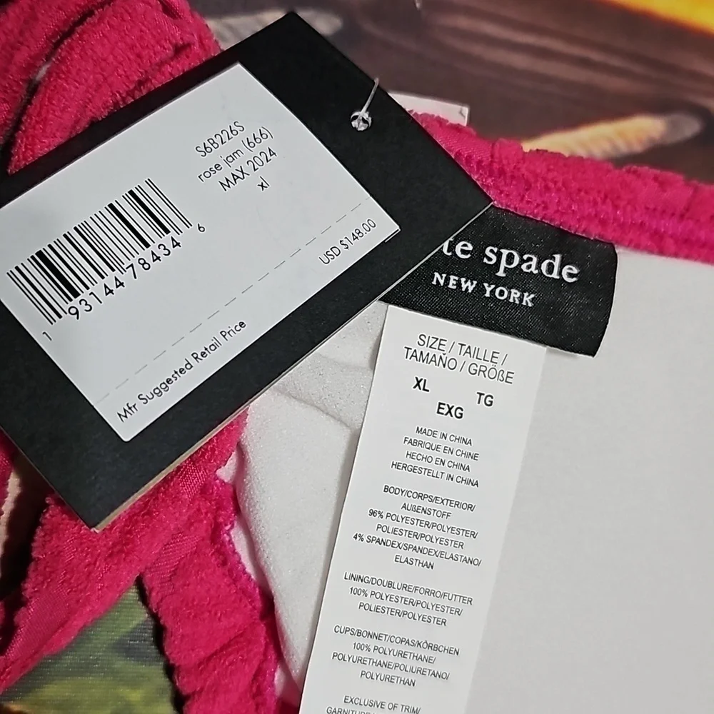 Kate Spade Halter Bikini Top & Classic Bikini Bottom 2 Pieces Swimsuit XL NWT